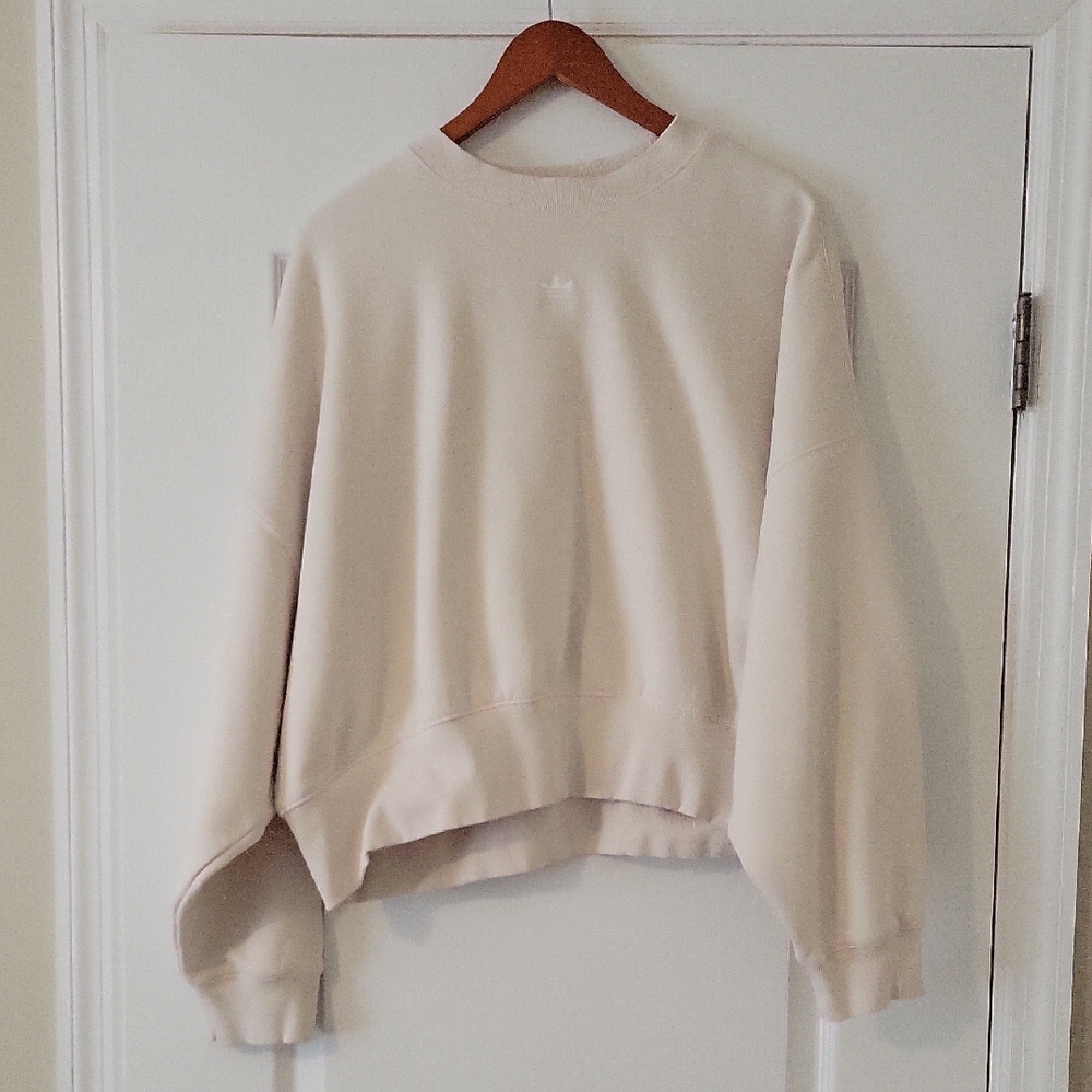 Adidas Originals Oversized Fleece Sweatshirt Cream LG Unisex